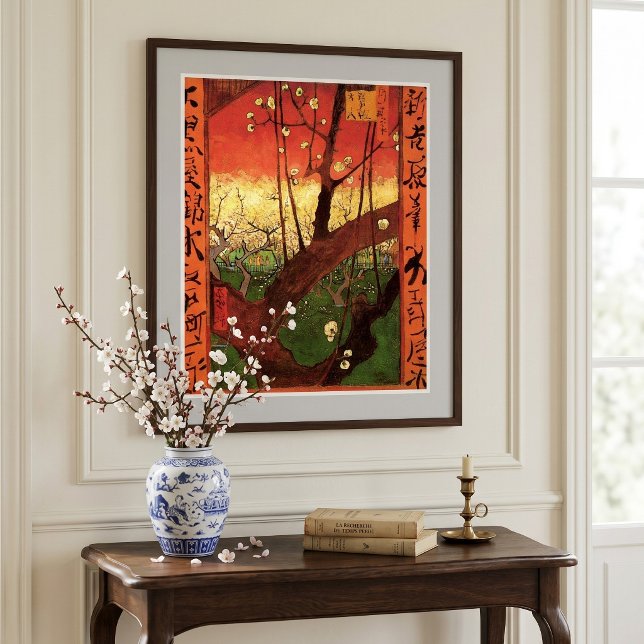 Poster Japonisme : Prunier en fleurs par Vincent van Gogh (Japonaiserie: Flowering Plum Tree (after Hiroshige) by Vincent van Gogh is a post impressionism art.)