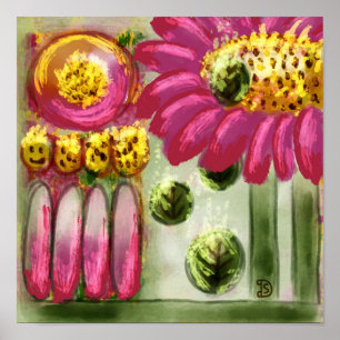 Poster Jardin Abstrait, Peinture Numérique