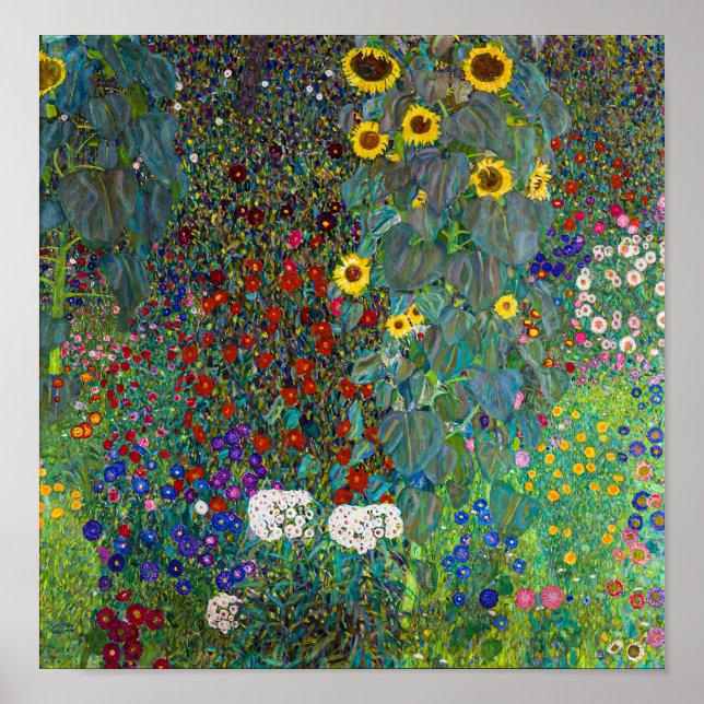 Poster Jardin agricole avec tournesols | Gustav Klimt | (Devant)