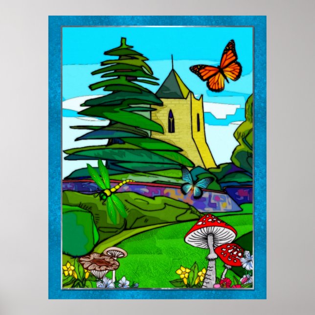 Poster Jardin anglais Whimsical Folk Art (Devant)