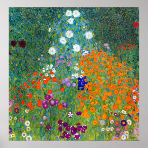 Poster Jardin aux fleurs, Gustav Klimt