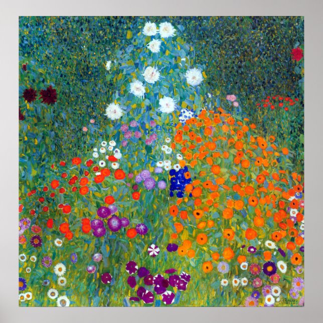 Poster Jardin aux fleurs Gustav Klimt (Devant)