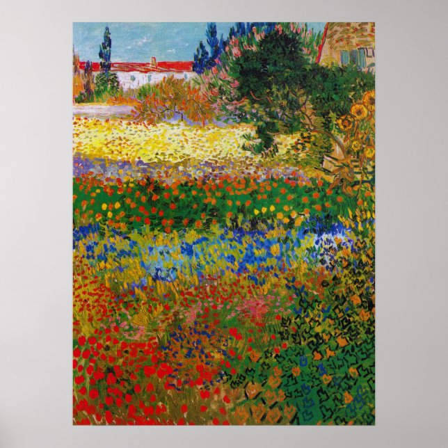 Poster Jardin aux fleurs, Van Gogh (Devant)