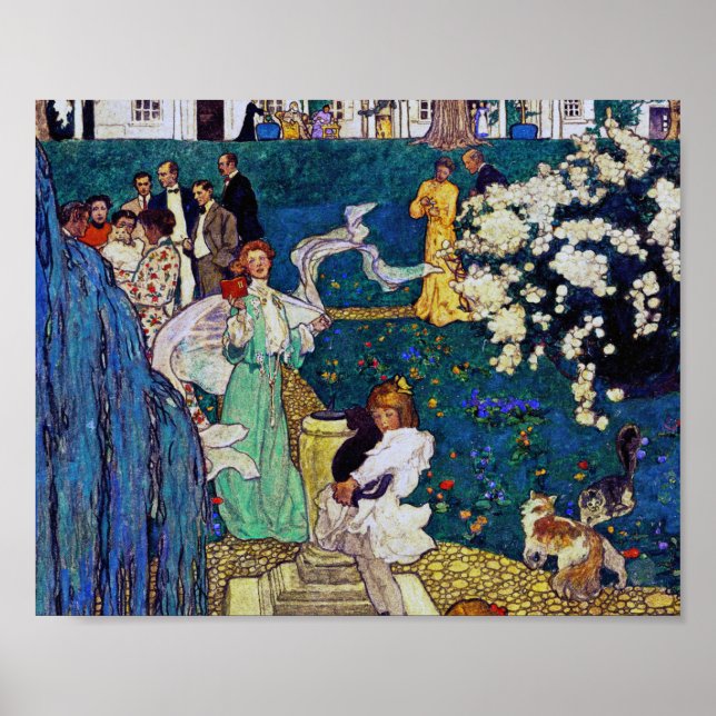 Poster Jardin avec chat, Jessie Willcox Smith (Devant)