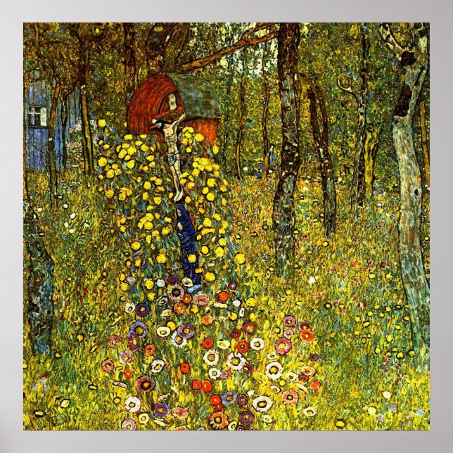 Poster Jardin avec crucifix par Gustav Klimt (Devant)