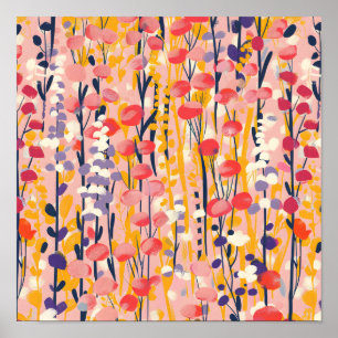 Poster Jardin botanique floral de fleurs sauvages moderne