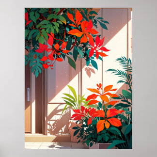 Poster Jardin botanique lumineux à l'étape de la porte