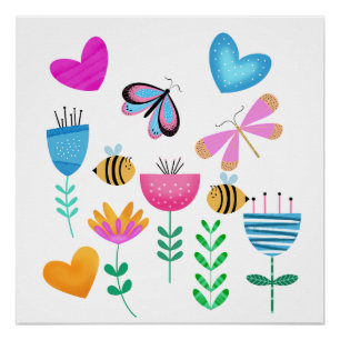 Poster Jardin d'abeilles heureux