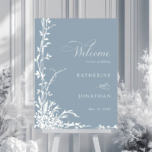 Poster Jardin d'arc botanique Bienvenue de mariage bleu p