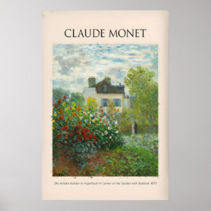 Poster Jardin d'artiste Monet Argenteuil Dahlias Floral