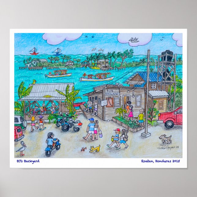 Poster Jardin de BJ, Roatan, Honduras (Devant)
