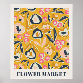 Poster Jardin de campagne motif floral à l'encre du march