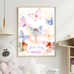 Poster Jardin de fées magique papillon Enfants