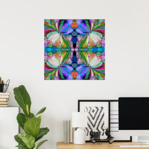 Poster Jardin de Fleur sauvage de libellules Abstrait Flo