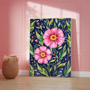 Poster Jardin de fleurs colorées Illustration botanique