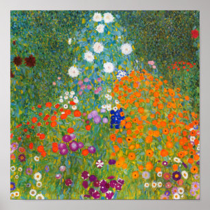 Poster Jardin de fleurs Gustav Klimt