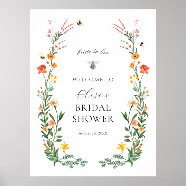 Poster Jardin de fleurs sauvages de la mariée signe de bi (Devant)