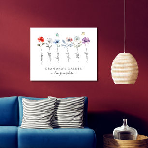 Poster Jardin de grand-mère avec petits-enfants noms Aqua