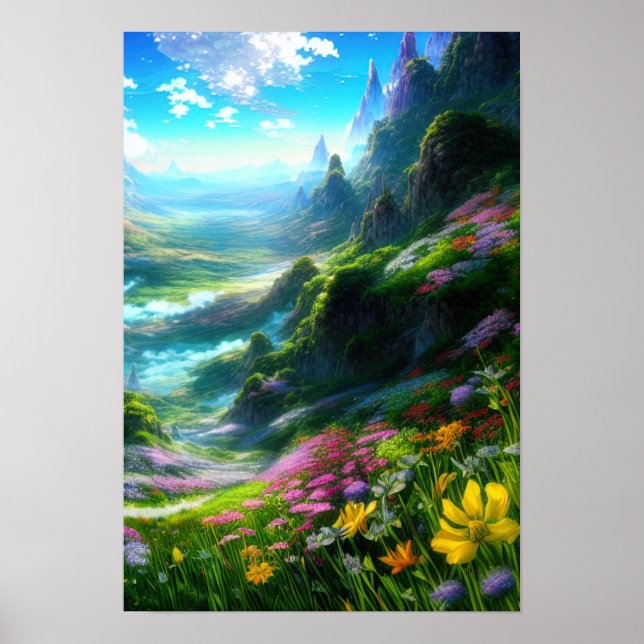 Poster Jardin de la montagne enchantée (Devant)