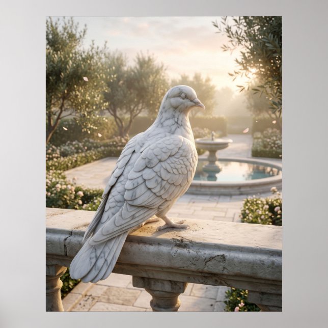 Poster Jardin de la paix du pigeon de marbre (Devant)