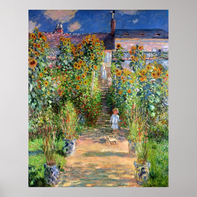 Poster Jardin de l'artiste à Vetheuil, Claude Monet (Devant)