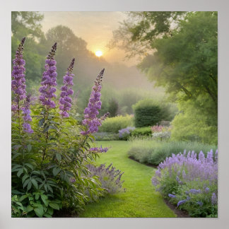 Poster Jardin de lavande au lever du soleil – Terres flor