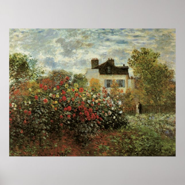 Poster Jardin de Monet à Argenteuil par Claude Monet (Devant)