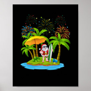 Poster Jardin de Noël Lumières de Noël Tropiques