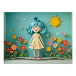 Poster Jardin de papier blanc