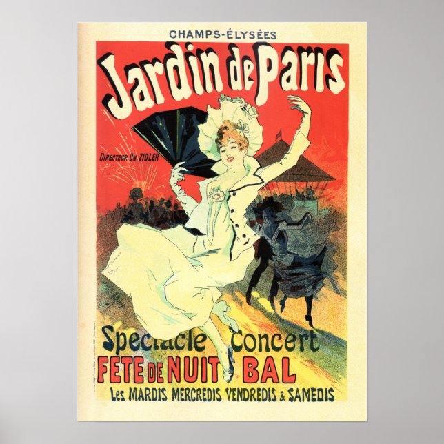 Poster JARDIN DE PARIS Concert Théâtre Jules Cheret Paris (Devant)