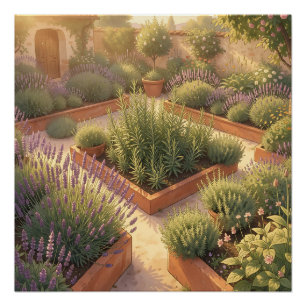 Poster Jardin de plantes méditerranéennes ensoleillé Lava