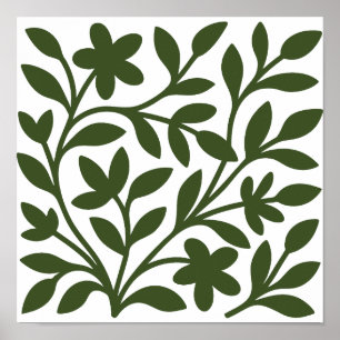 Poster Jardin de vrilles Vert Feuillage floral