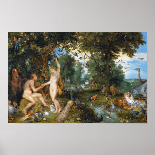 Poster Jardin d'Eden avec la chute