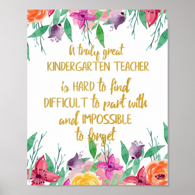 Poster Jardin d'enfants cadeau enseignant (Devant)
