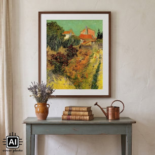 Poster Jardin derrière une maison par Vincent van Gogh