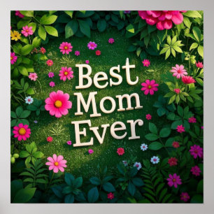 Poster Jardin des fleurs Meilleure mère jamais