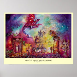 POSTER JARDIN DES OMBRES PERDUES -DRAGON ROUGE VOLANT