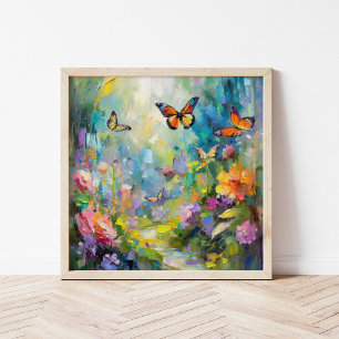 Poster Jardin des papillons Peinture Abstraite moderne