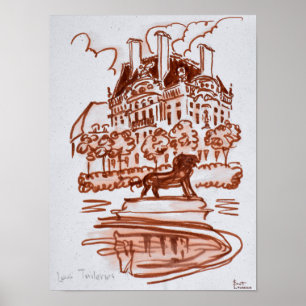 Poster Jardin des Tuileries au Louvre   Paris, France
