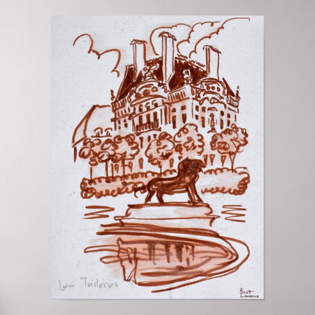 Poster Jardin des Tuileries au Louvre | Paris, France (Devant)