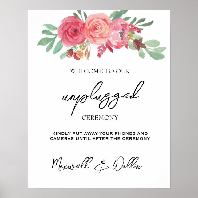 Poster Jardin d'été Aquarelle Mariage floral (Devant)