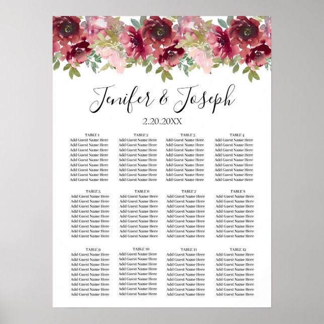 Poster Jardin d'été Aquarelle Mariage floral (Devant)