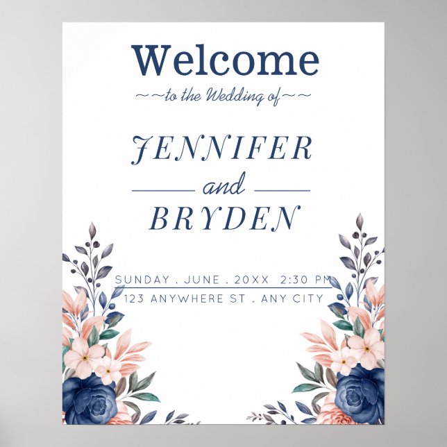 Poster Jardin d'été Aquarelle Mariage floral (Devant)
