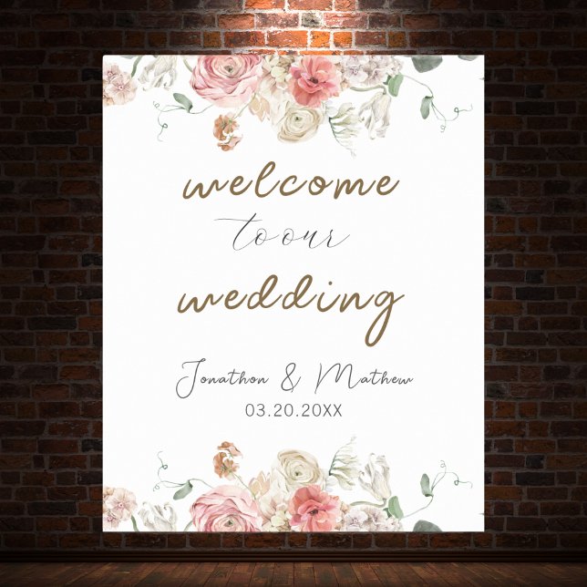 Poster Jardin d'été Aquarelle Mariage floral (Summer Garden Watercolour Floral Wedding Poster
)