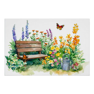 Poster Jardin d'été avec papillons