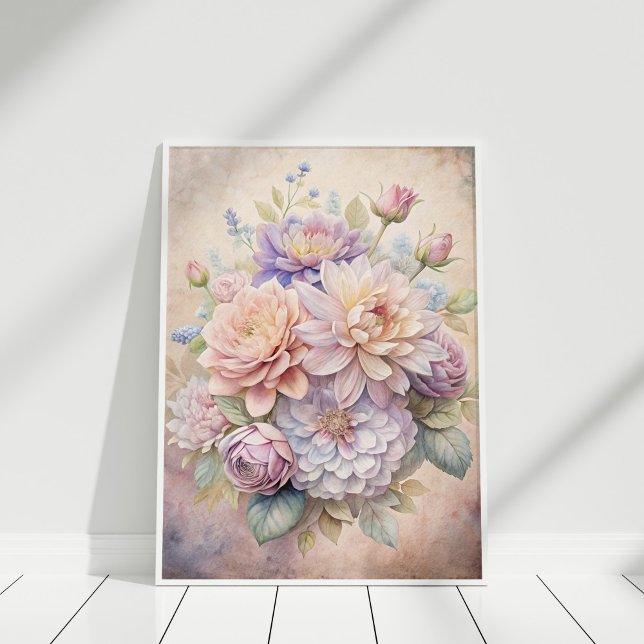 Poster Jardin enchanté Bouquet Wall Art - Jardin de sorci (Enchanted Garden Bouquet Wall Art - Witch’s Garden in a white frame)