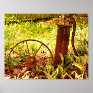 Poster Jardin Fleur Rouille Rouille Et Pompe Tinté