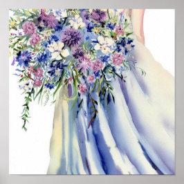 Poster Jardin fleur sauvage, Bouquet en cascade nuptiale 