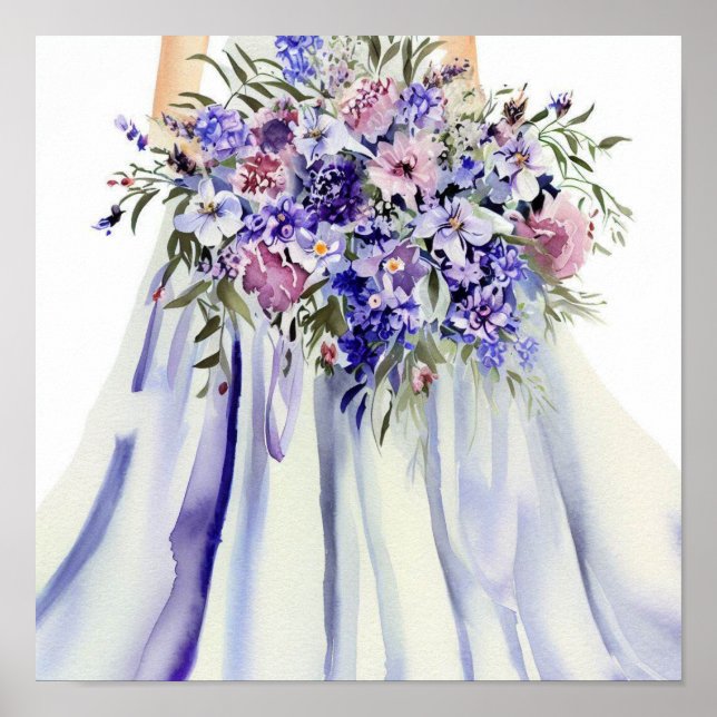 Poster Jardin fleur sauvage, Bouquet en cascade nuptiale  (Devant)