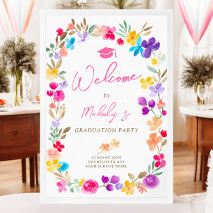 Poster Jardin fleur sauvage prairie bienvenue graduation